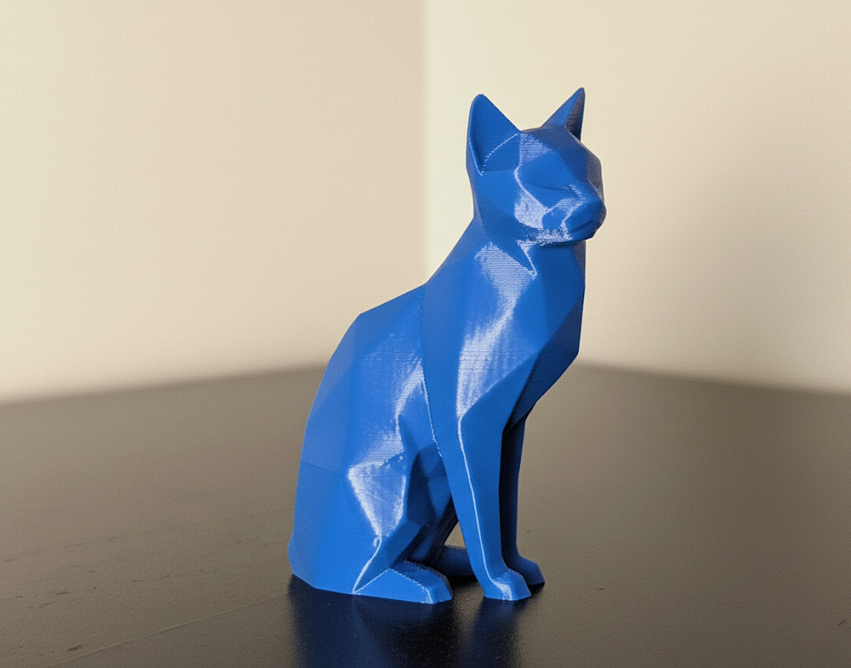 Cat with curled tail