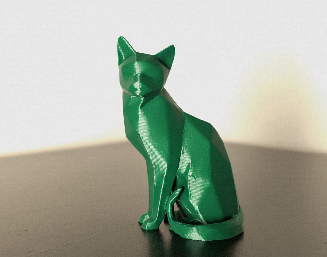 Cat with curled tail