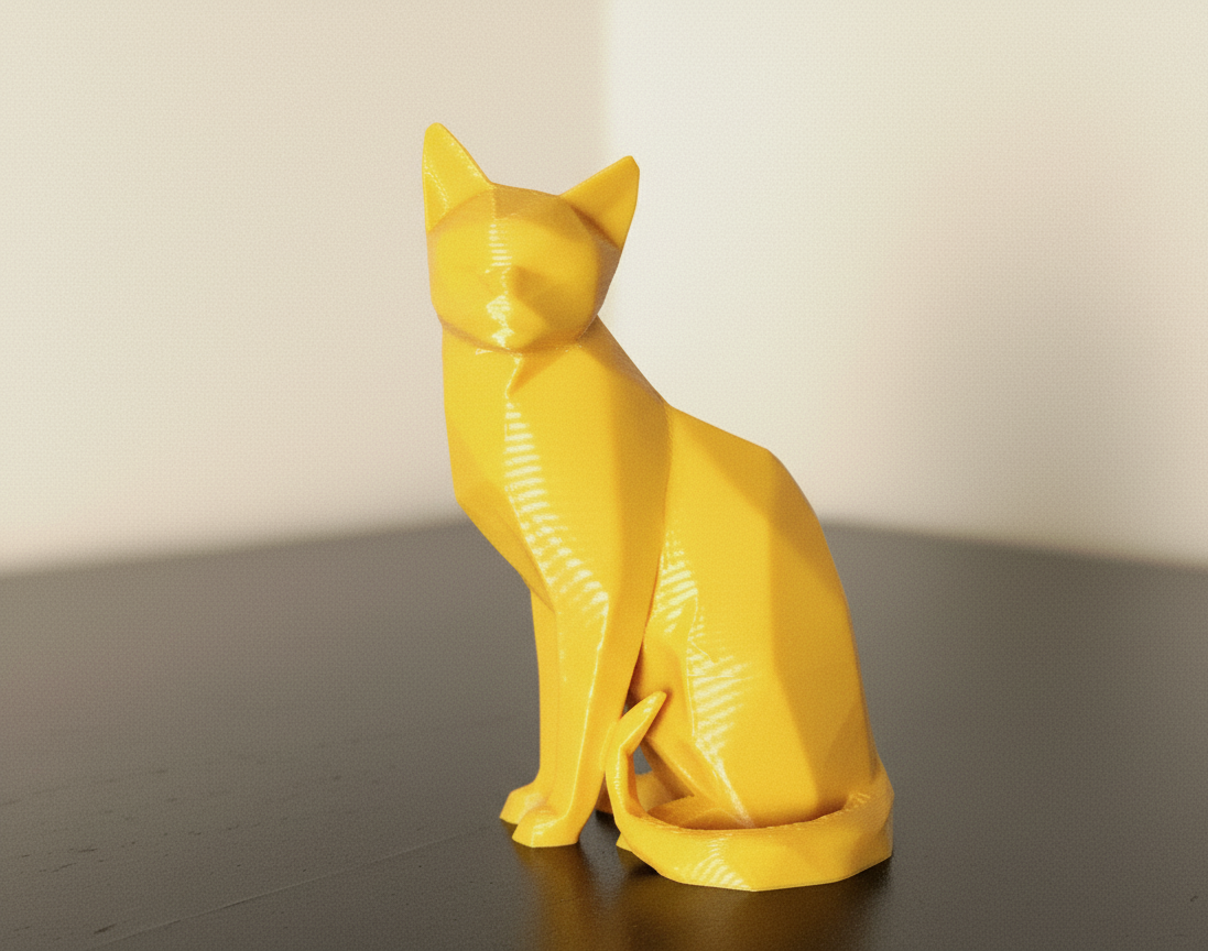 Cat with curled tail