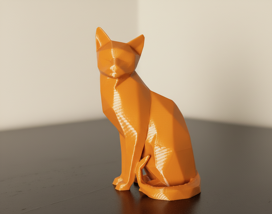 Cat with curled tail