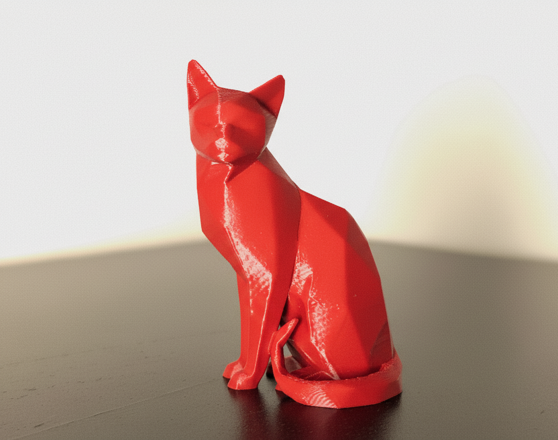 Cat with curled tail