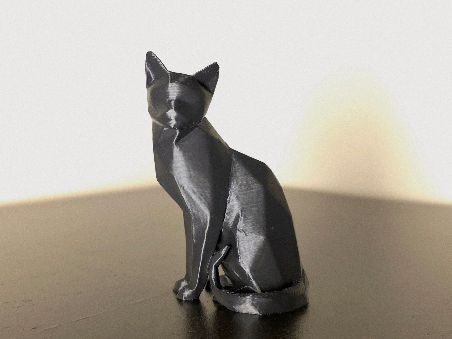 Cat with curled tail