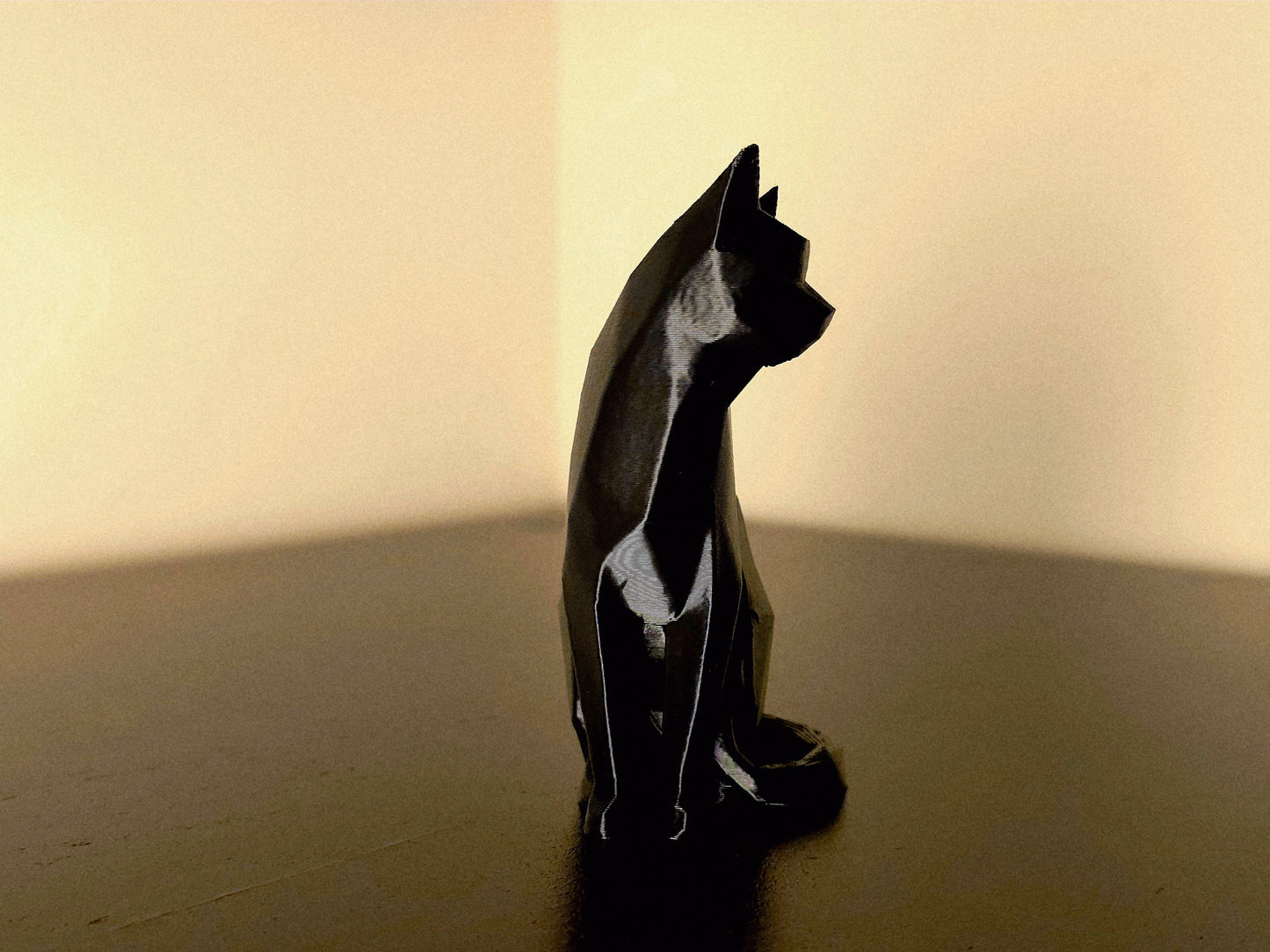 Cat with curled tail