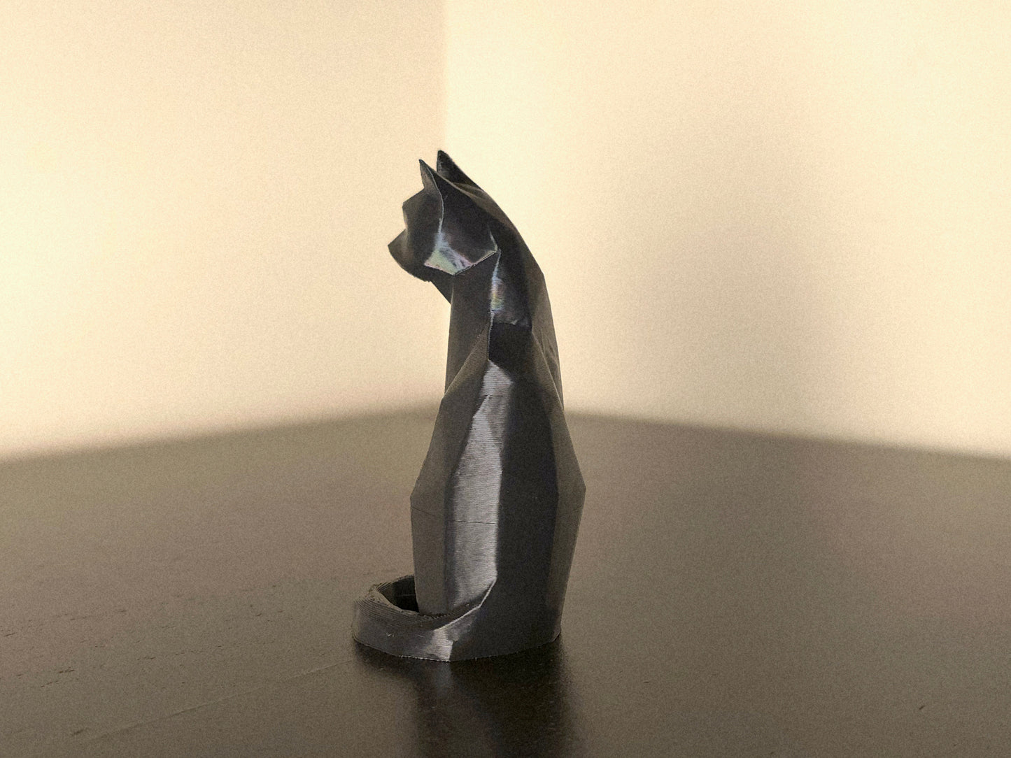 Cat with curled tail