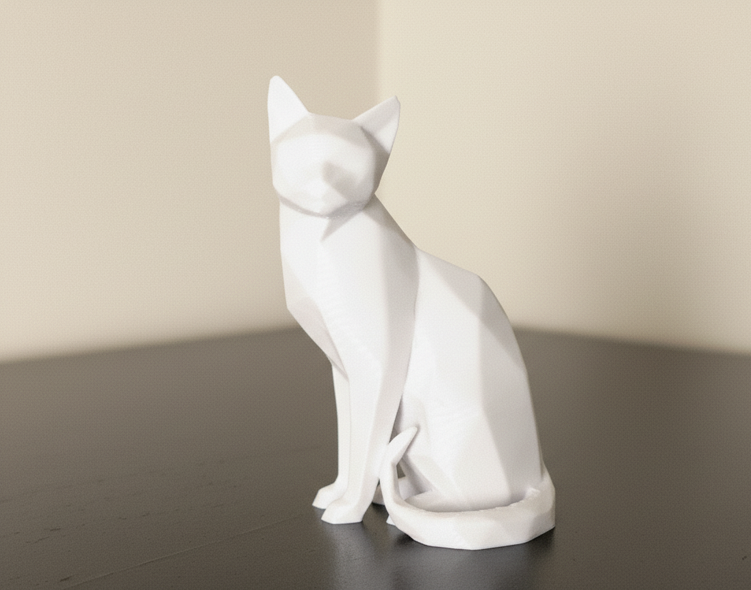 Cat with curled tail